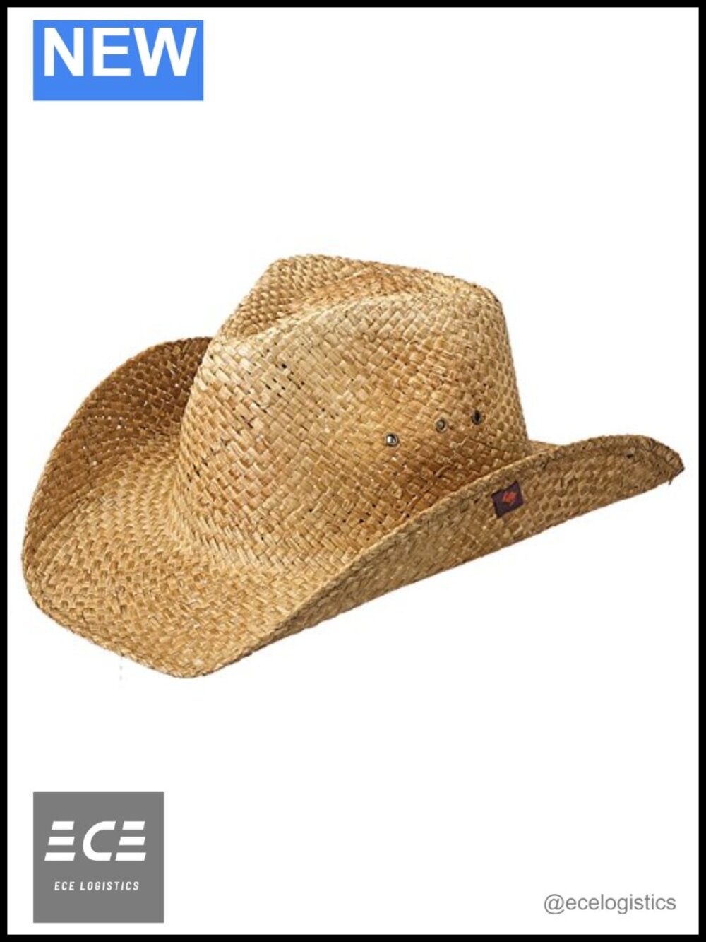 Men's Straw Cowboy Hat Western Maverick Drifter Vent Vented Crown